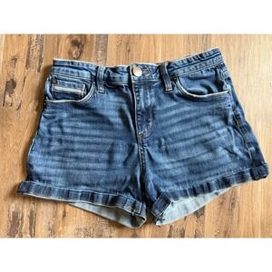 STS Blue Mid-Rise Women's Dark Wash Cuffed Hem Distressed Shorts Size 25"waist